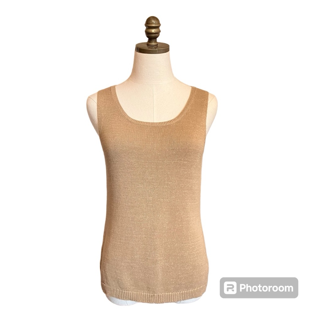 Coldwater Creek Women’s Basic Knit Scoop Neck Tank Top Beige/Khaki Small